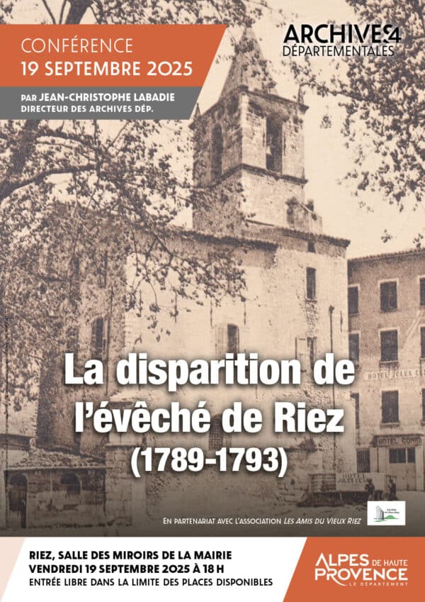 Conférence  » La disparition de l&rsquo;évêché de Riez (1789 -1793)